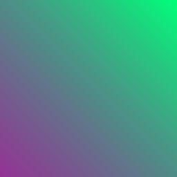 An image with a gradient from dark purple in the bottom left corner to bright green in the top right corner